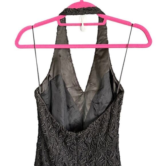Y2K Rare Vintage Beaded Embroidered Carmen Marc Valvo Halter Cocktail Dress - Picture 9 of 15